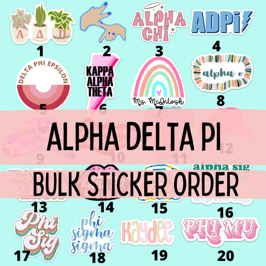 Alpha Delta Pi Sorority Stickers Bulk Order | PERFECT for BID DAY! Group / Bulk / Chapter Wide Sticker Order