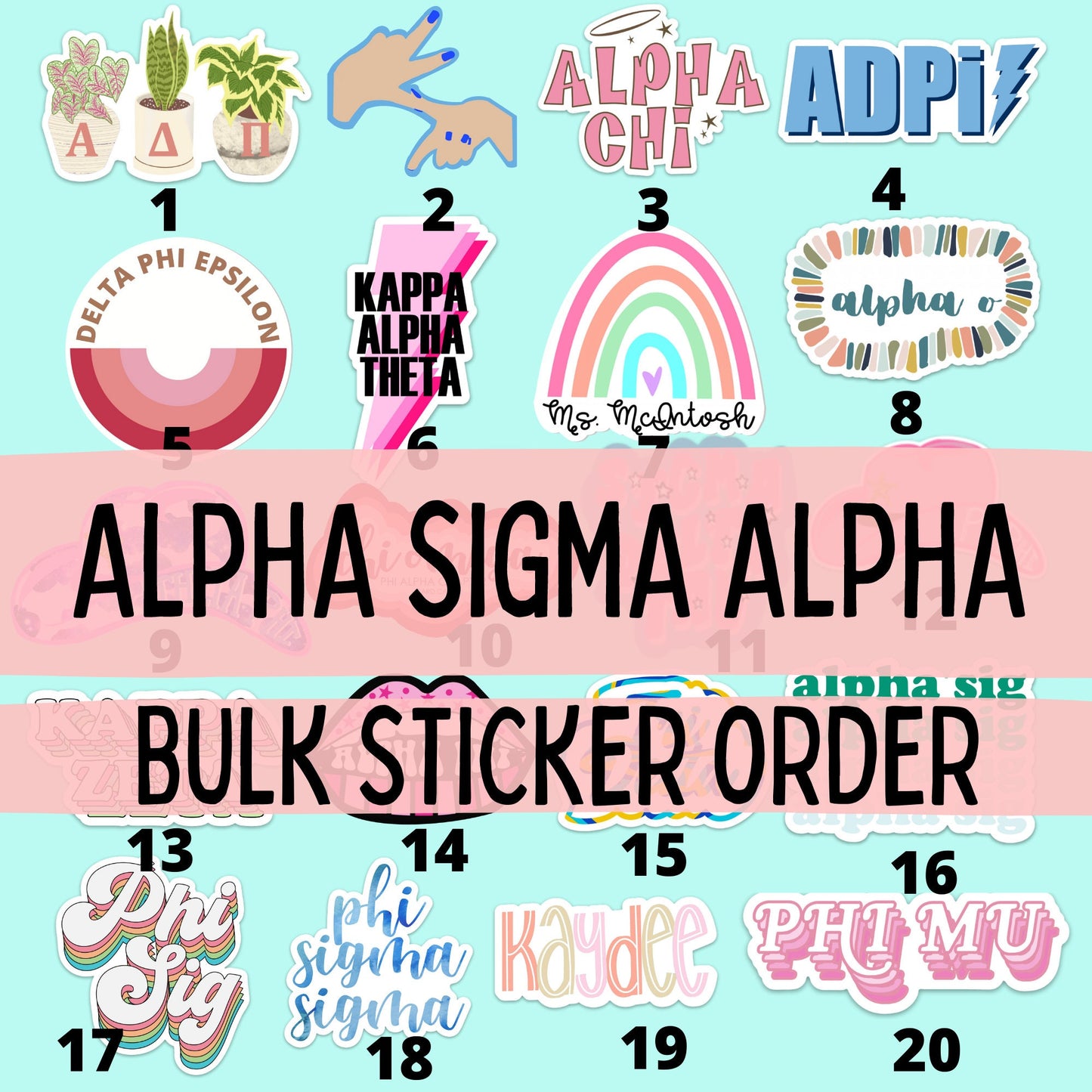 RESERVE LISTING | Alpha Sigma Alpha Sorority Stickers Bulk Order | 90 Stickers