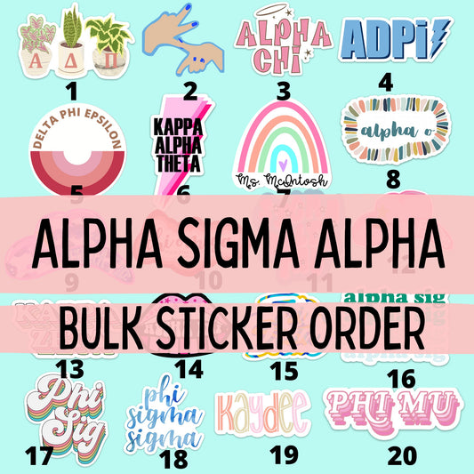 Alpha Sigma Alpha Sorority Stickers Bulk Order | PERFECT for BID DAY! Group / Bulk / Chapter Wide Sticker Order
