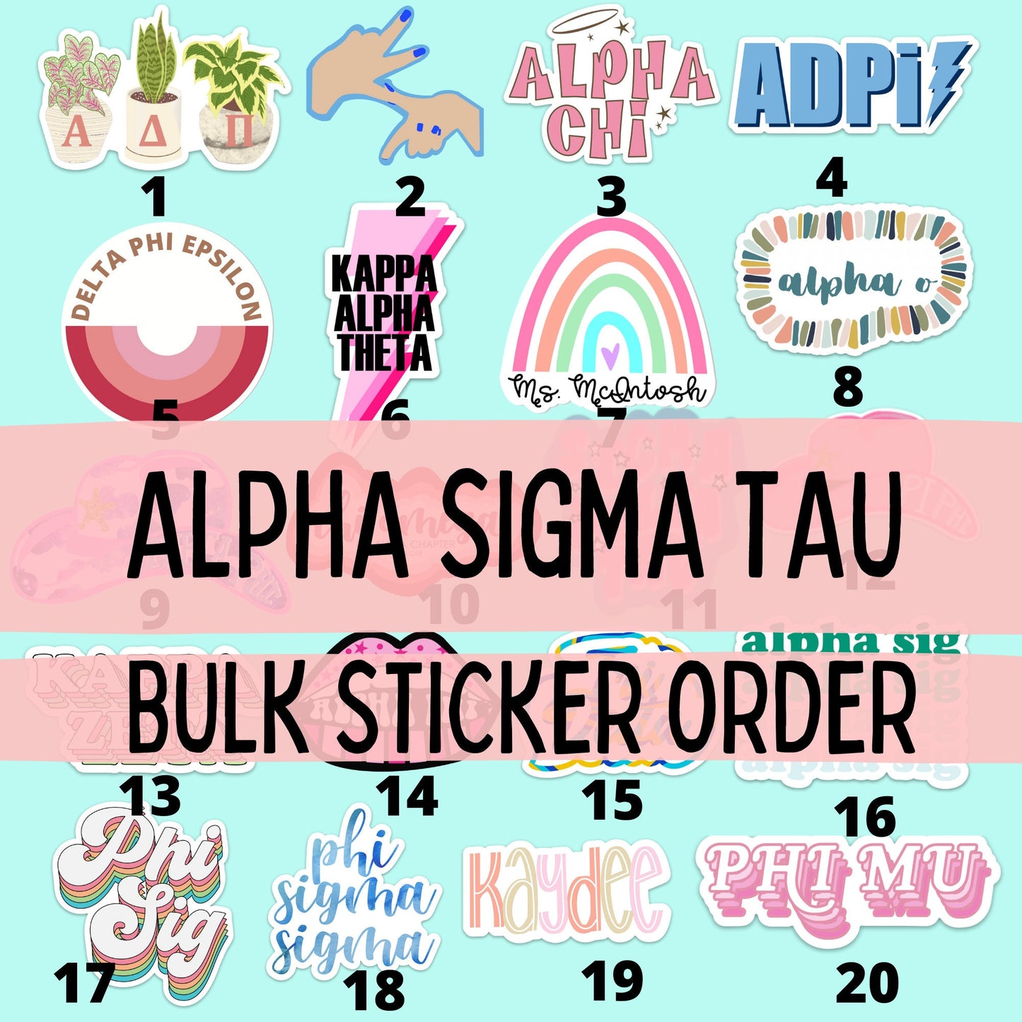 Alpha Sigma Alpha Sorority Stickers Bulk Order | PERFECT for BID DAY! Group / Bulk / Chapter Wide Sticker Order