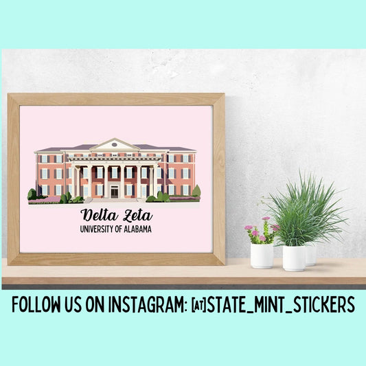 Delta Zeta Alabama Digital Illustration | 4x6 Print | 8x10 Print | Digital Portrait