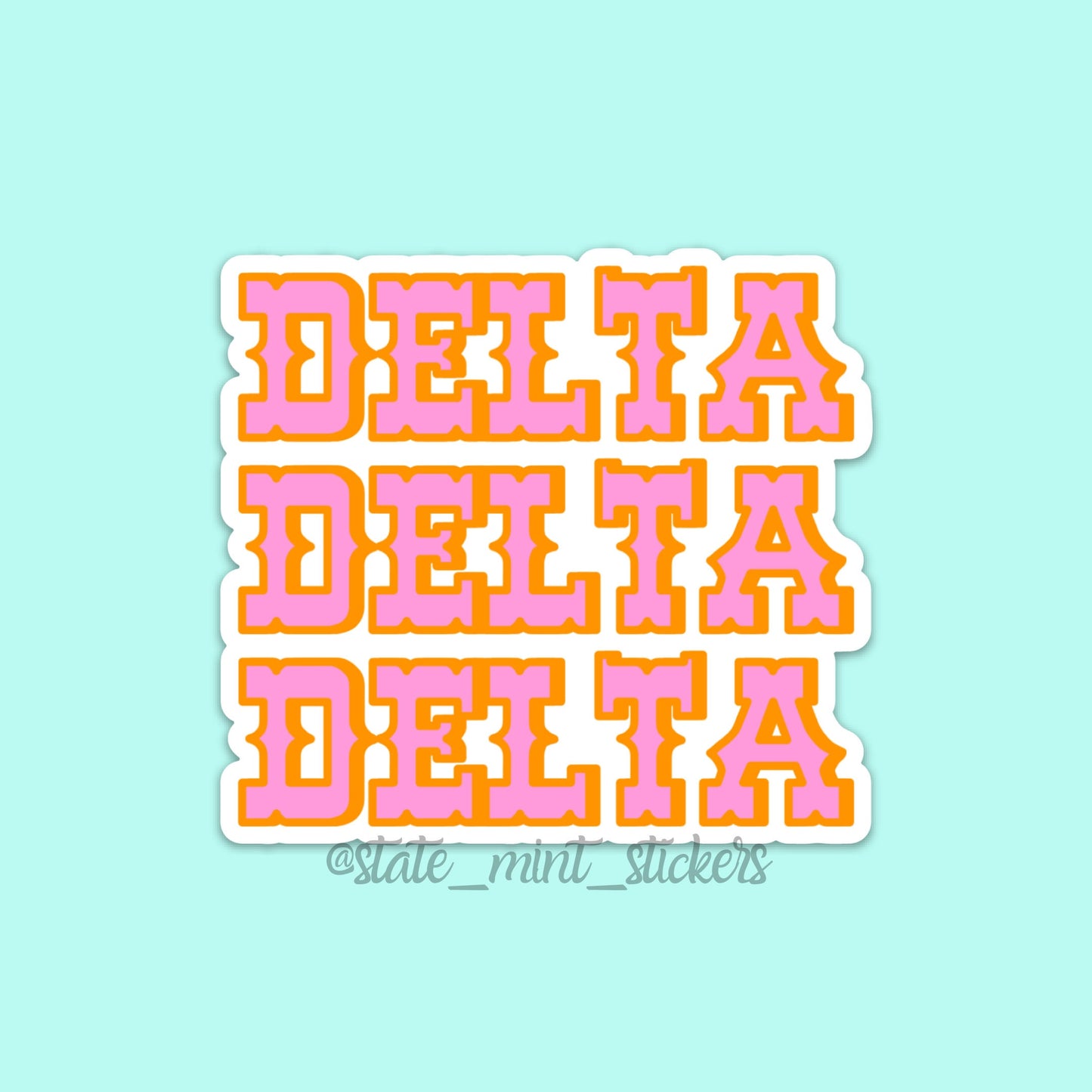 Delta Delta Delta Tri Delta Sorority Groovy Pink Cowgirl Themed Sticker | Official Licensed Product | 3.5" Wide