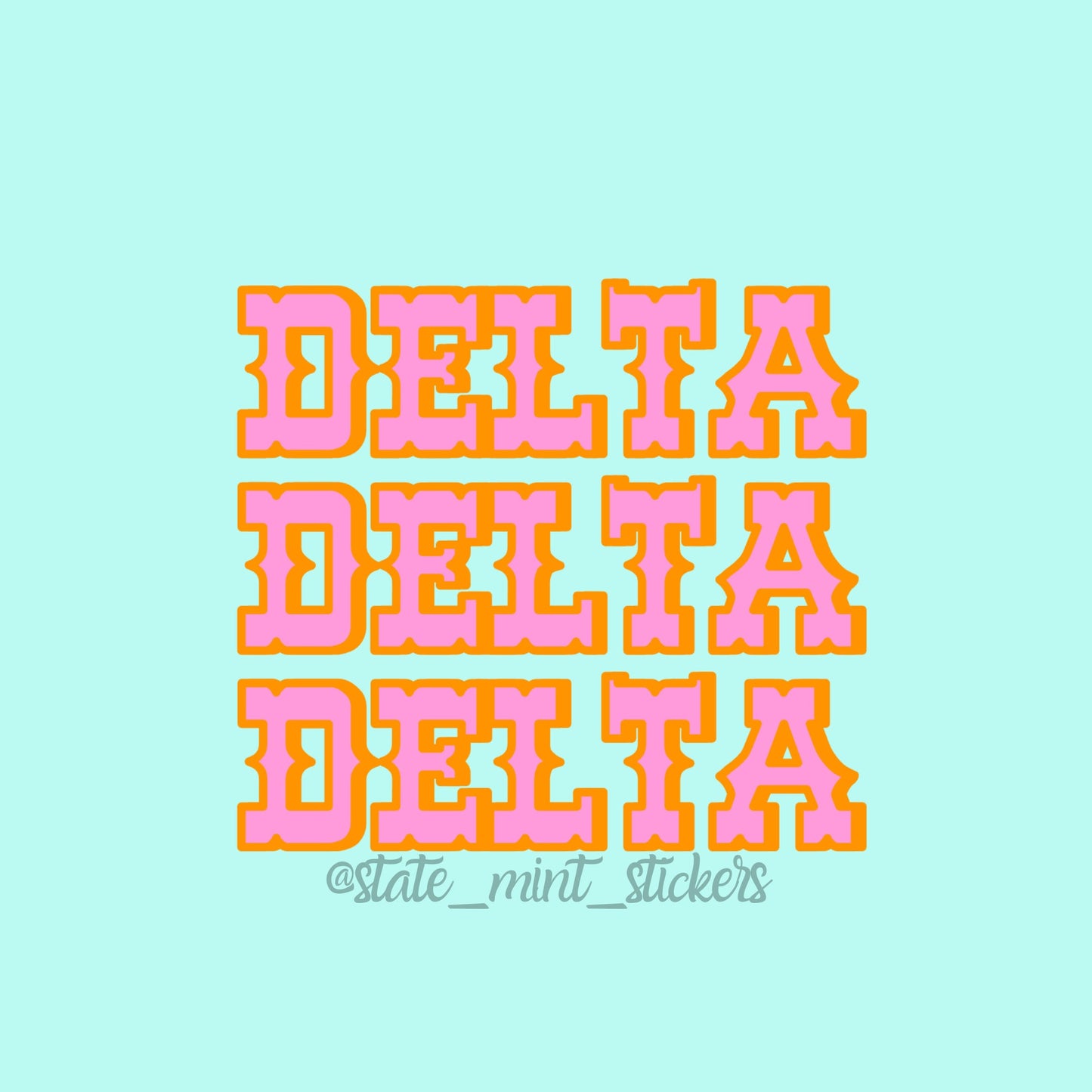 Delta Delta Delta Tri Delta Sorority Groovy Pink Cowgirl Themed Sticker | Official Licensed Product | 3.5" Wide