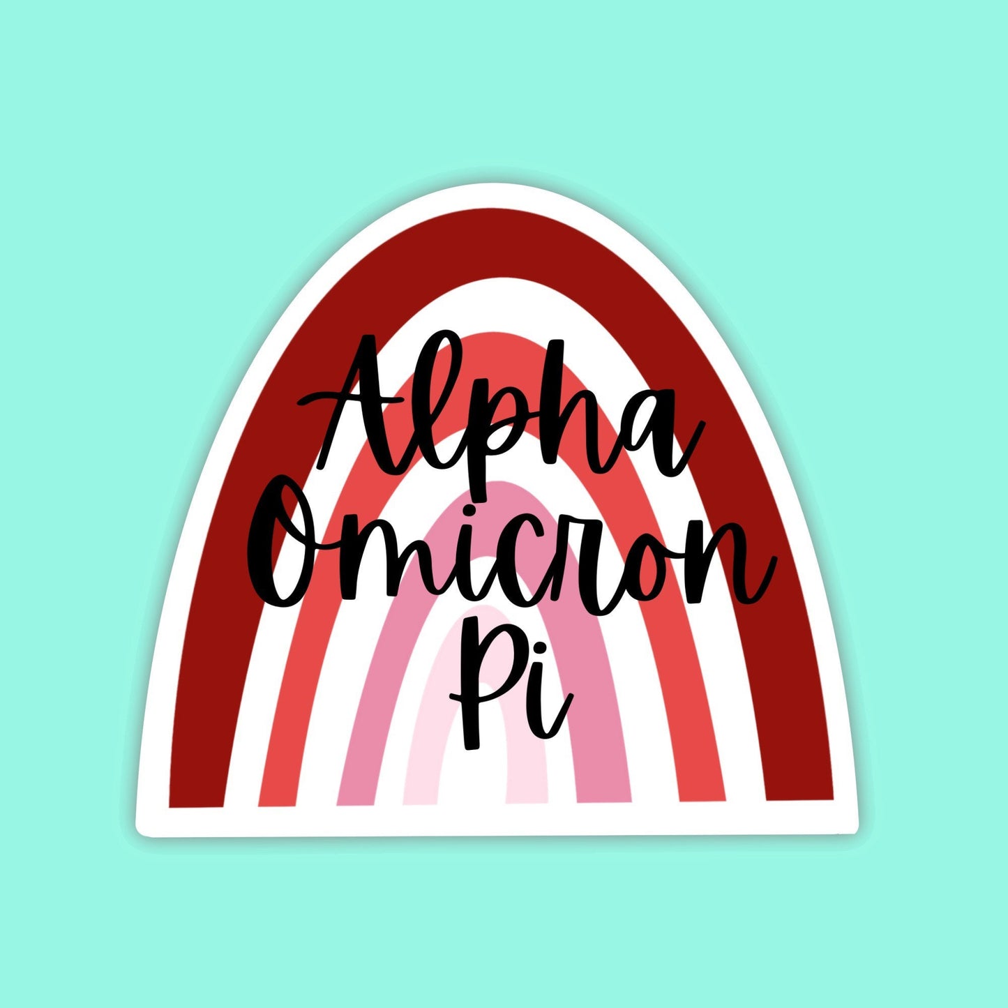 Alpha Omicron Pi Sorority Maroon Red Pink Sorority Sticker | Maroon Rainbow Sticker / Decal for car, laptop, water bottle, window, computer