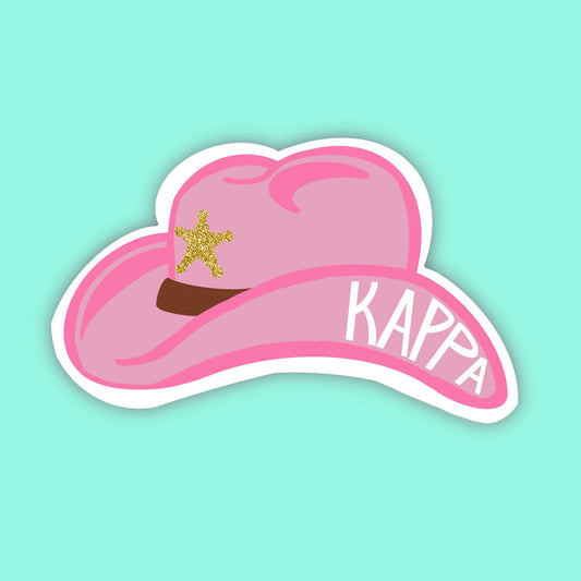 Kappa Kappa Gamma Sorority Pink Cowgirl Hat Decal / Sticker | 3.5” car, laptop, water bottle, window, computer, yeti, mug, little, bid day
