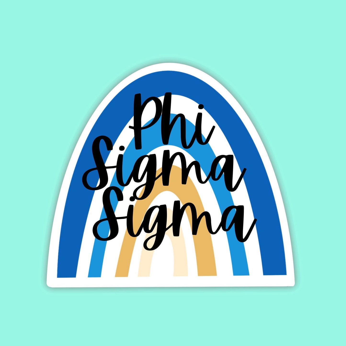 Phi Sigma Sigma Sorority Rainbow Sticker | 3.5” Wide | For Car, Laptop, Phone, Indoor, Outdoor, Window, Cooler, Dishwasher Safe