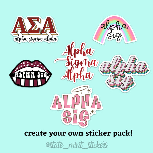 Alpha Sigma Alpha Sorority Sticker Pack | perfect for bid day, big little, custom order, asa laptop sticker, asa big little, alpha sig