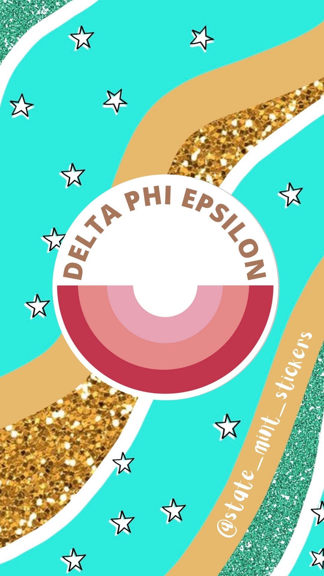 Delta Phi Epsilon Pink Rainbow Sticker  | 3.5” Wide  / Decal |  for Car, Laptop, Mug, Cup, Cooler, Planner | big little, bid day basket