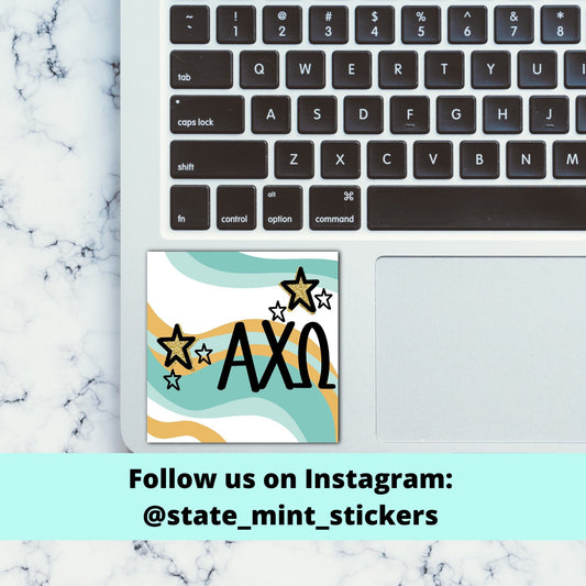 Alpha Chi Omega Trendy Sticker / Decal | use on car, laptop, water bottle, dishwasher safe, big little reveal gift