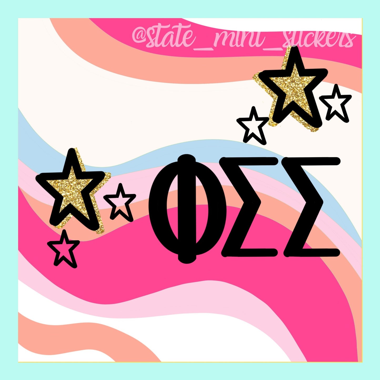 Phi Sigma Sigma Sorority Trendy Greek Letters Sticker  | 4" Wide | For Car, Laptop, Phone, Indoor, Outdoor, Window, Cooler, Dishwasher Safe
