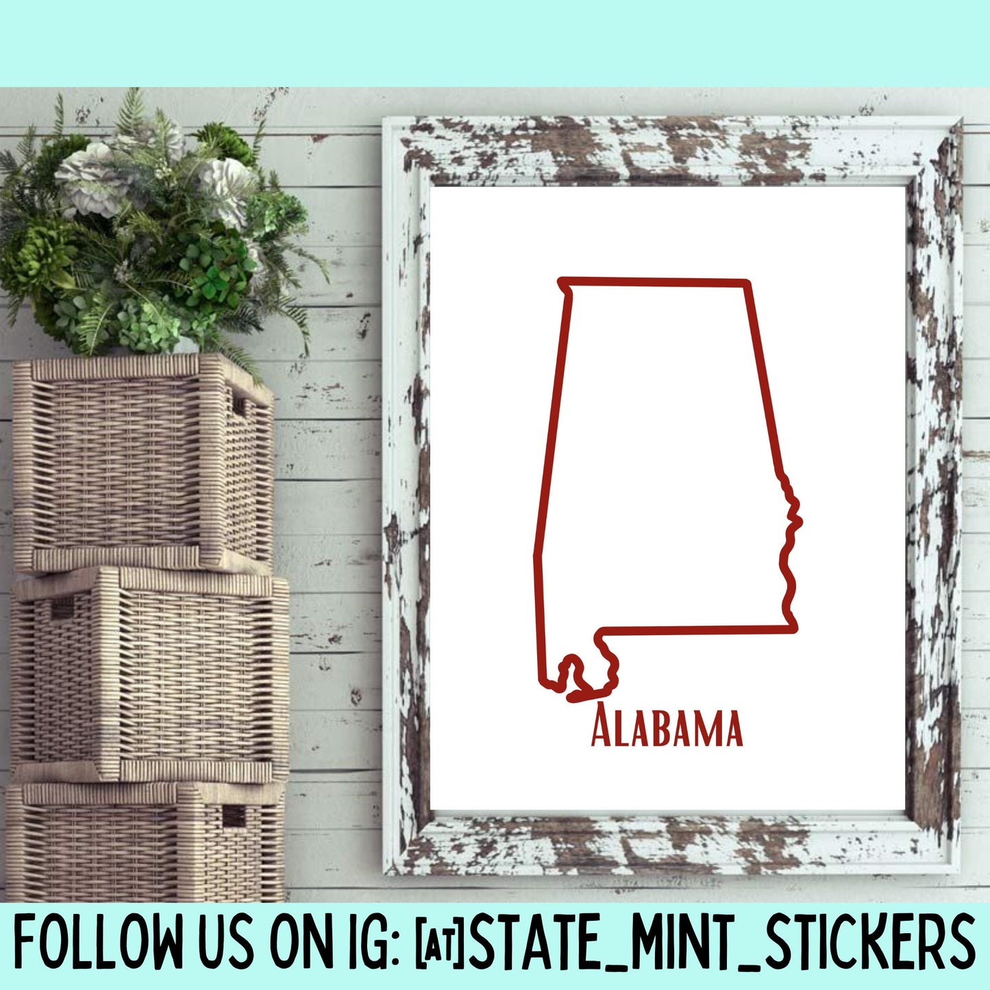 Alabama State Outline Print, Digital Print, Digital Download, Art Print, Wall Art, State Shaped Print, Custom State Shape