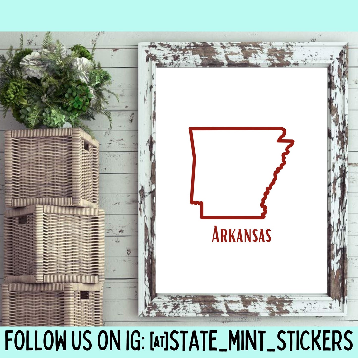 Arkansas State Outline Print, Digital Print, Digital Download, Art Print, Wall Art, State Shaped Print, Custom State Shape