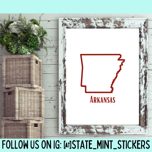 Arkansas State Outline Print, Digital Print, Digital Download, Art Print, Wall Art, State Shaped Print, Custom State Shape
