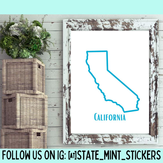 California State Outline Print, Digital Print, Digital Download, Art Print, Wall Art, State Shaped Print, Custom State Shape