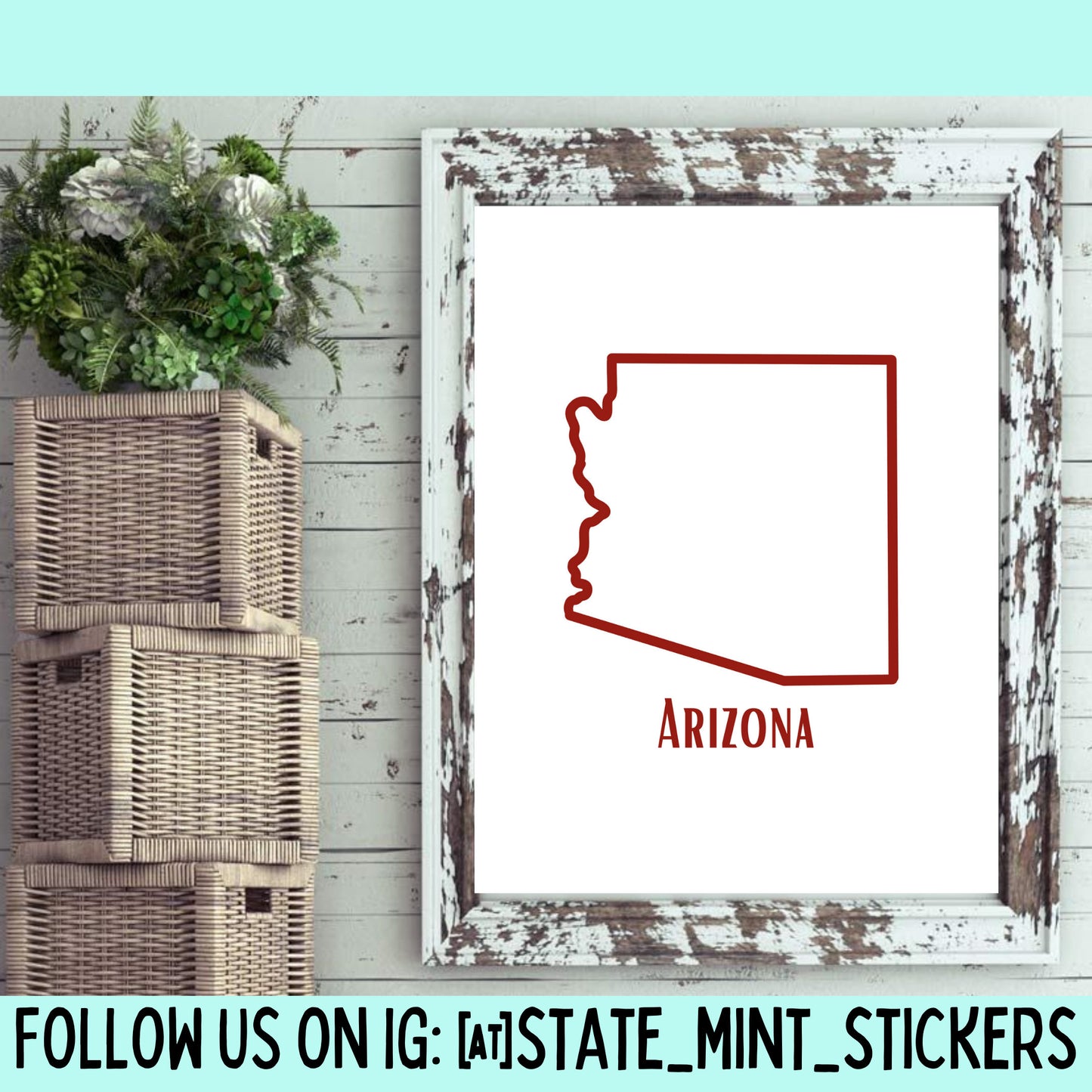 Arizona State Outline Print, Digital Print, Digital Download, Art Print, Wall Art, State Shaped Print, Custom State Shape