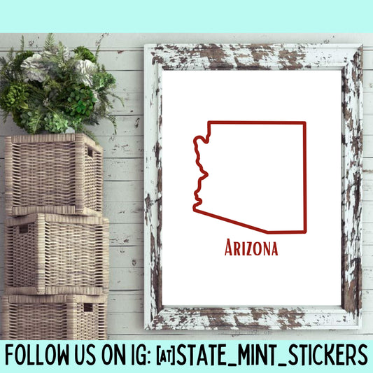Arizona State Outline Print, Digital Print, Digital Download, Art Print, Wall Art, State Shaped Print, Custom State Shape