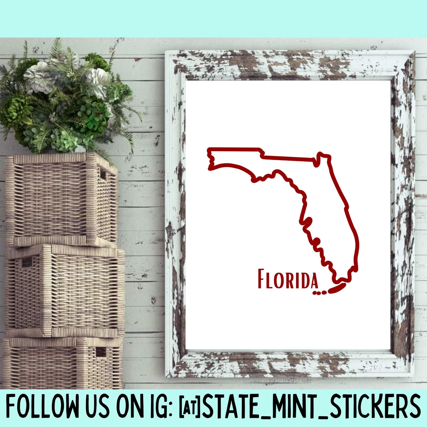 Florida State Outline Print, Digital Print, Digital Download, Art Print, Wall Art, State Shaped Print, Custom State Shape