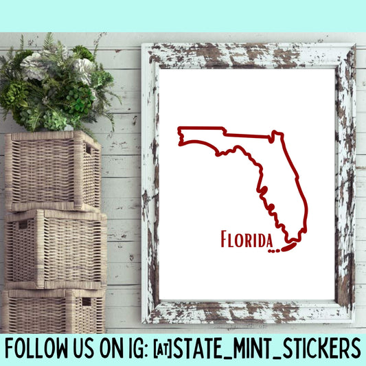 Florida State Outline Print, Digital Print, Digital Download, Art Print, Wall Art, State Shaped Print, Custom State Shape