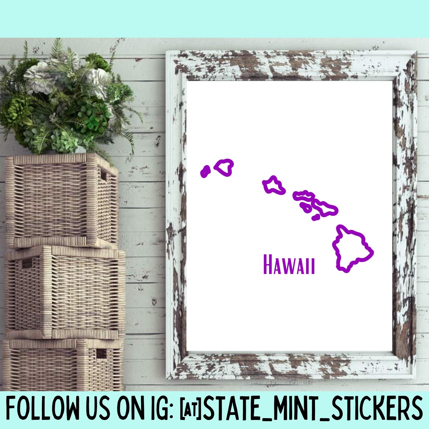 Hawaii State Outline Print, Digital Print, Digital Download, Art Print, Wall Art, State Shaped Print, Custom State Shape
