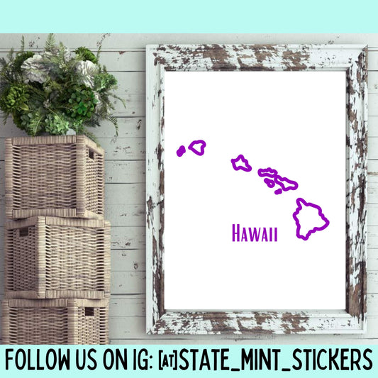 Hawaii State Outline Print, Digital Print, Digital Download, Art Print, Wall Art, State Shaped Print, Custom State Shape