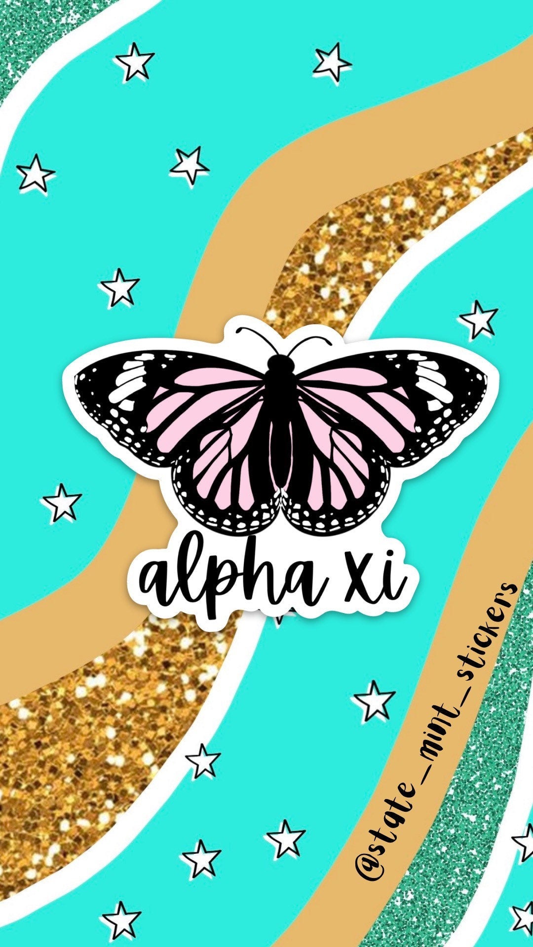 Alpha Xi Delta Sorority Butterfly Sticker / Decal | 3.5" Wide | Official Licensed Product / laptop sticker, car decal, big little basket