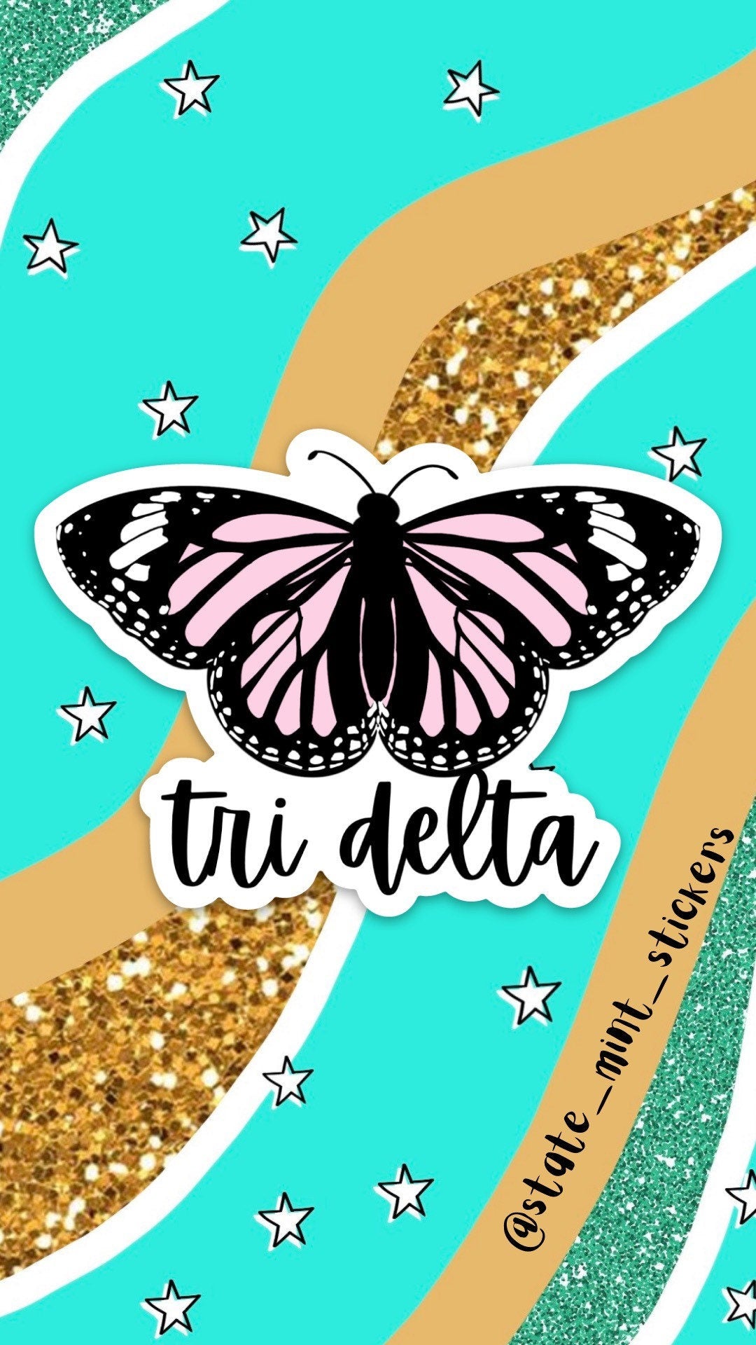 Delta Delta Delta Tri Delta Sorority Butterfly Themed Sticker | Official Licensed Product  | 3.5" Wide, laptop sticker, car decal, little