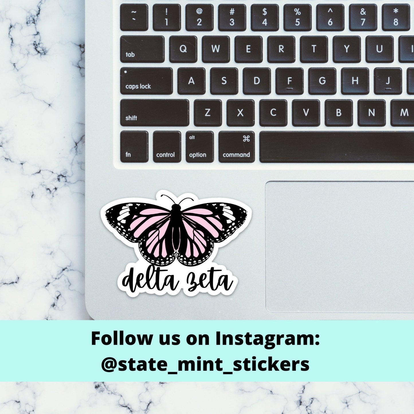 Delta Zeta Sorority Dee Zee Pink Butterfly Sticker / Decal, 3.5”, for car, laptop, big little, bid day basket, custom sorority, dz, ΔΖ, bulk