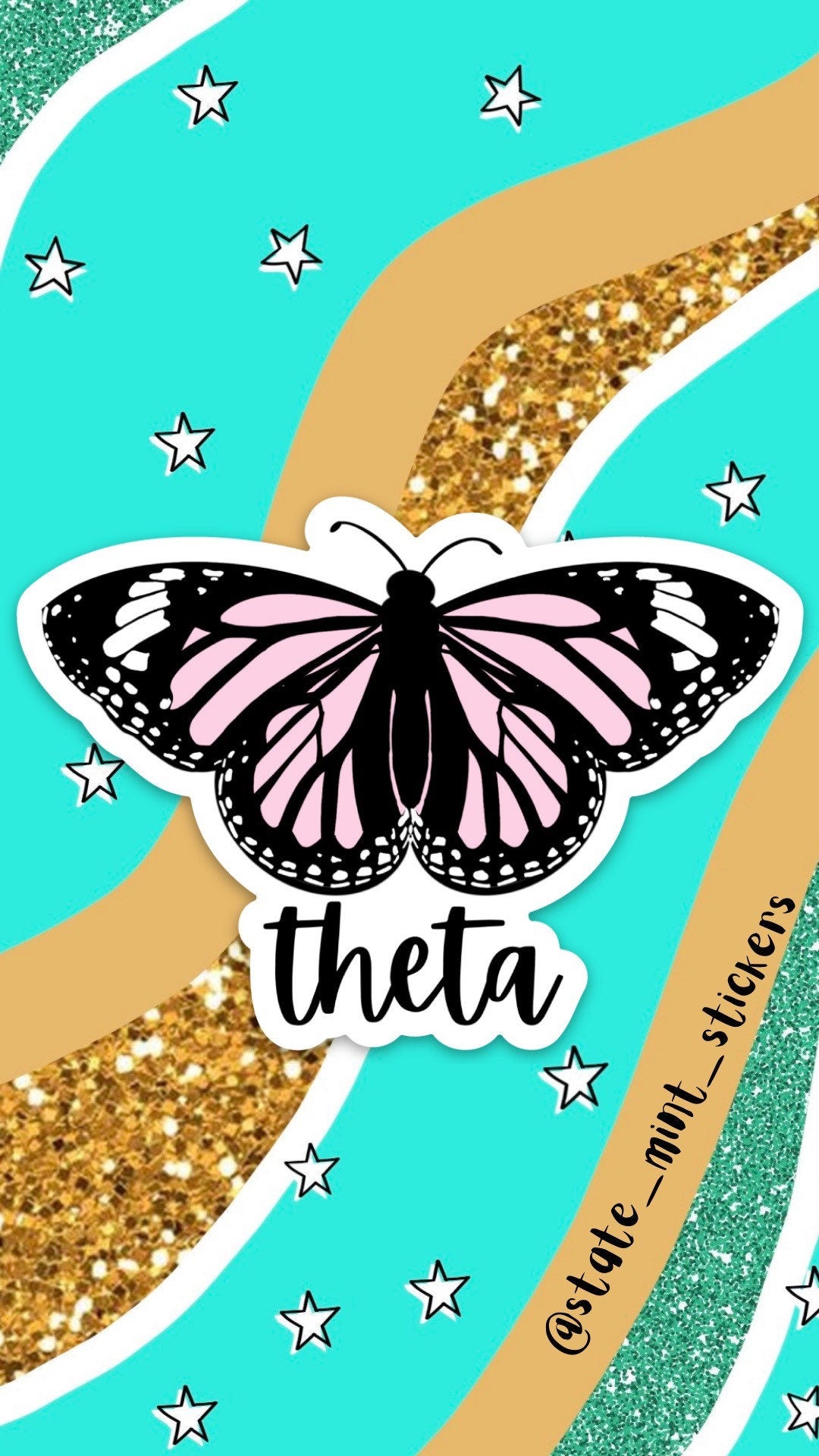 Kappa Alpha Theta Sorority Pink Pastel Butterfly Themes Sticker / Decal 3.5” Wide, laptop sticker, car decal, big little, bid day bulk