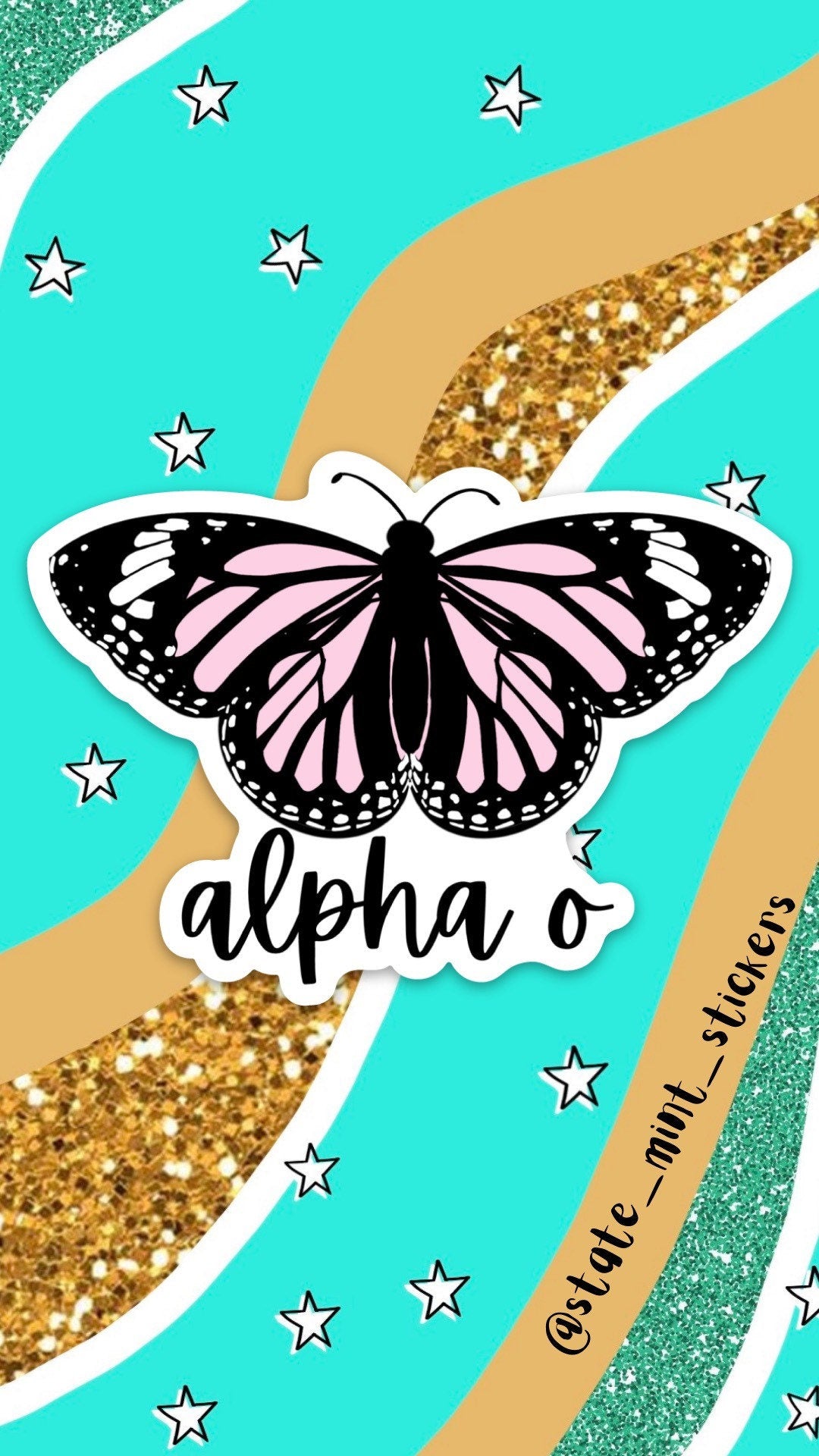 Alpha Omicron Pi Sorority Pink Butterfly Theme Sticker | Maroon Rainbow Sticker / Decal for car, laptop, water bottle, window, computer