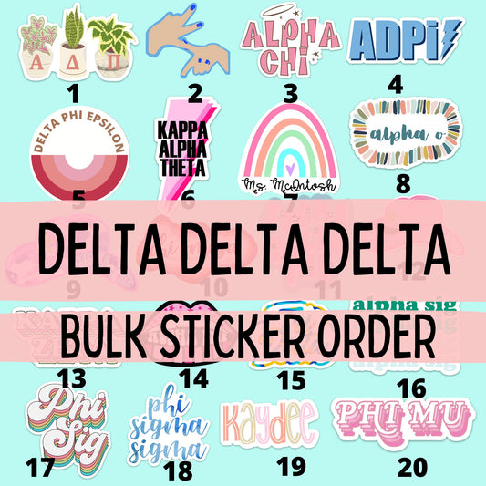 Delta Delta Delta / Tri Delta Sorority Stickers Bulk Order | PERFECT for BID DAY! Group / Bulk / Chapter Wide Sticker Order