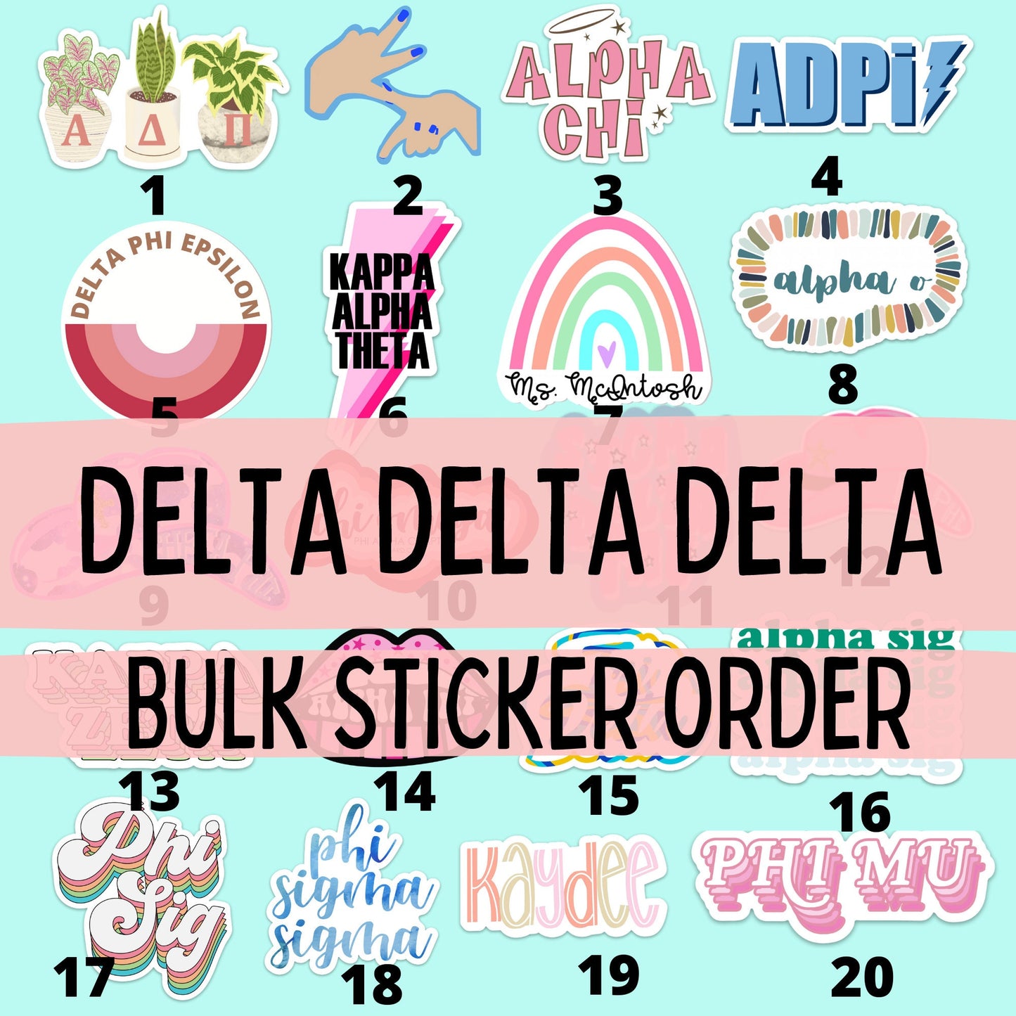 Delta Delta Delta / Tri Delta Sorority Stickers Bulk Order | PERFECT for BID DAY! Group / Bulk / Chapter Wide Sticker Order