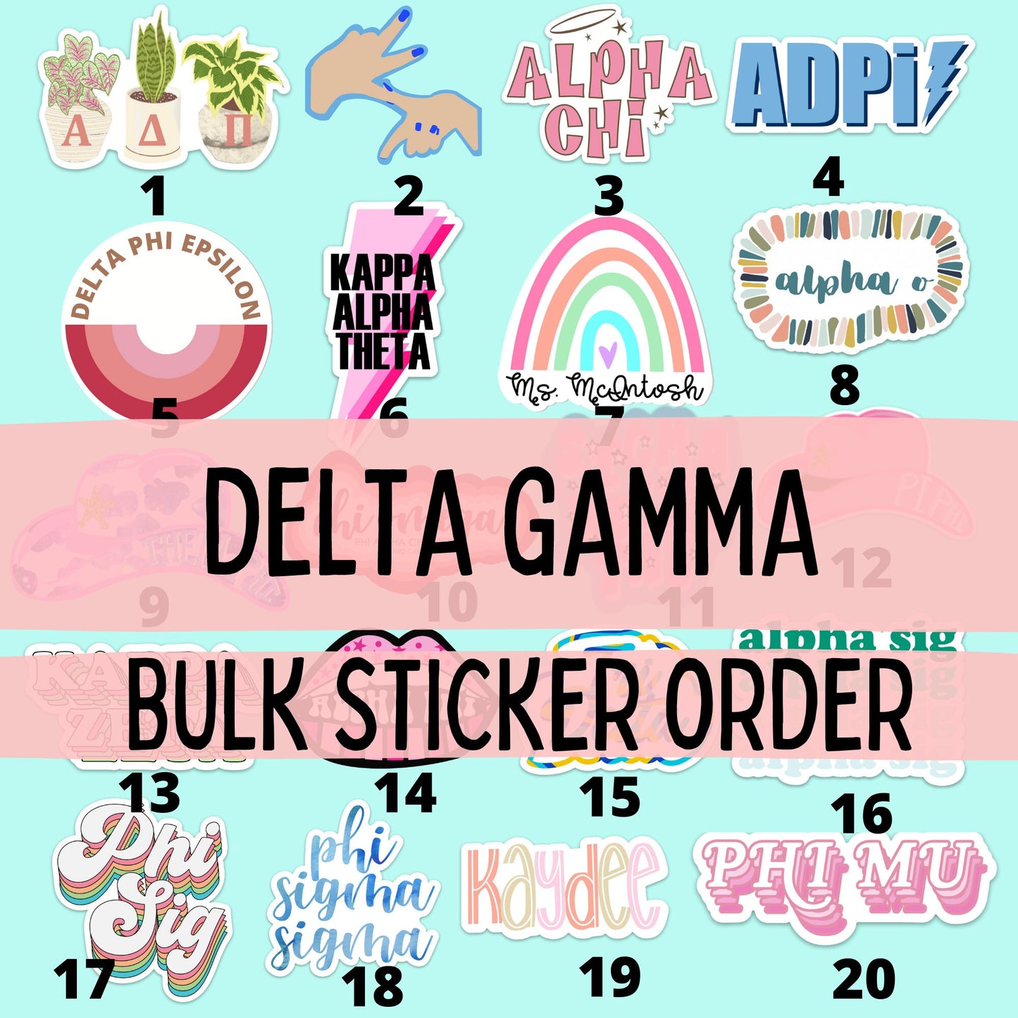 Delta Gamma Sorority Stickers Bulk Order | PERFECT for BID DAY! Group / Bulk / Chapter Wide Sticker Order