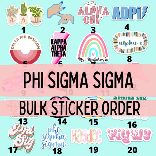 Phi Sigma Sigma "Phi Sig' Sorority Stickers Bulk Order | PERFECT for BID DAY! Group / Bulk / Chapter Wide Sticker Order