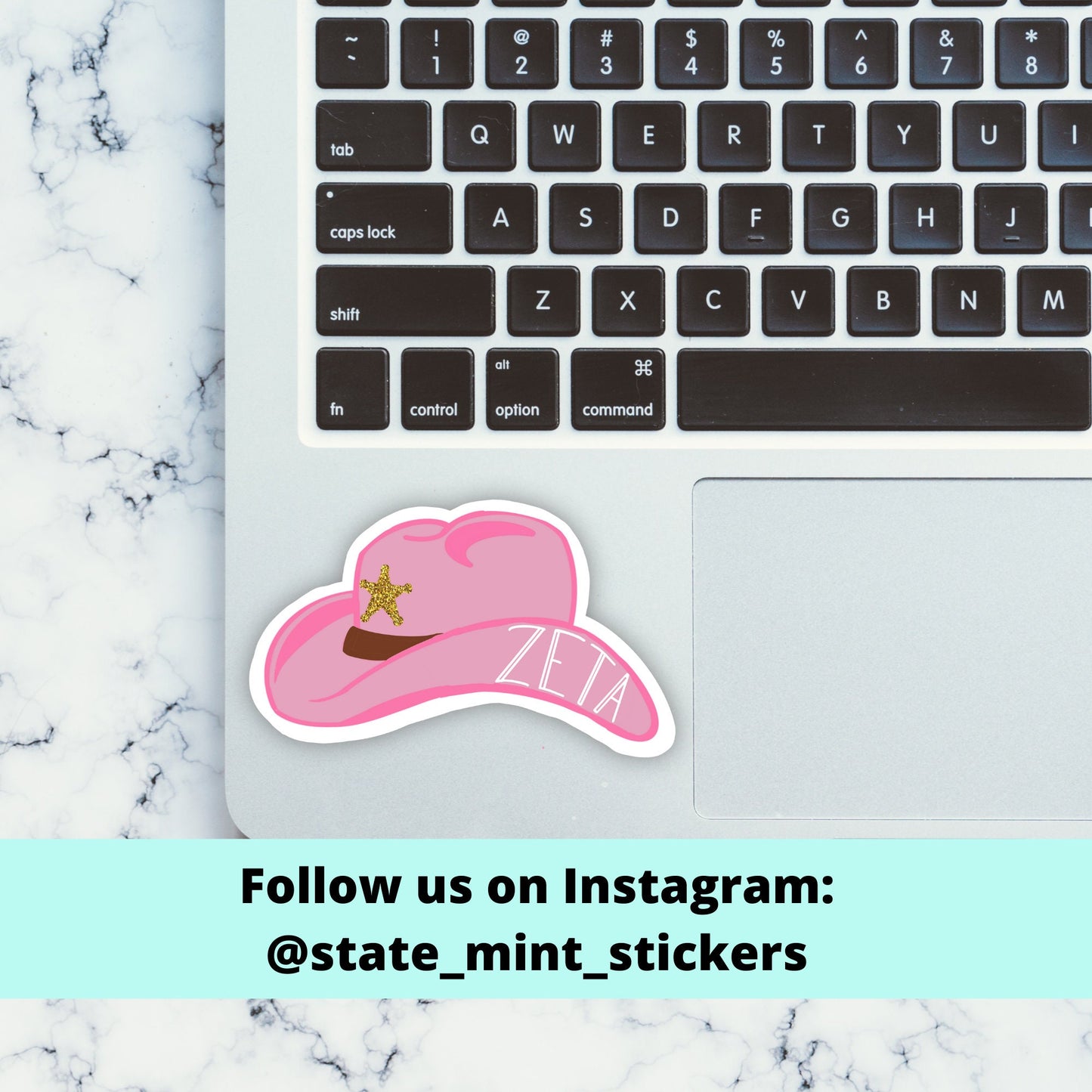 Zeta Tau Alpha zta Pink Cowgirl Hat / Cowboy Hat Sticker / Decal | use on car, laptop, water bottle, dishwasher safe, big little reveal gift