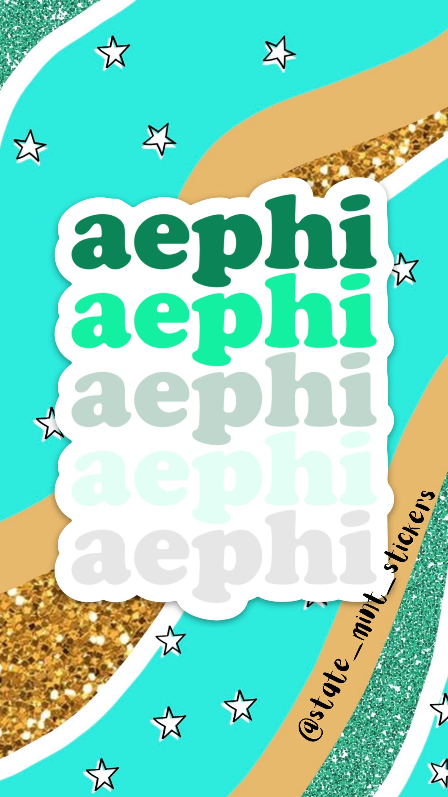 Alpha Epsilon Phi AEPhi Green Gradient Greek Sorority Sticker / Decal  | 4" tall, big little, bid day, laptop sticker, sorority gift, pack
