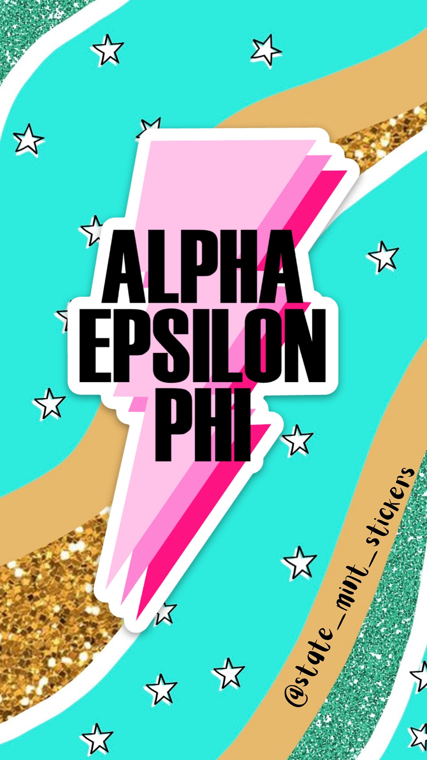 Alpha Epsilon Phi AEPhi Pink Lightning Bolt Sorority Sticker / Decal  | 4" tall, big little, bid day, laptop sticker, sorority gift, pack