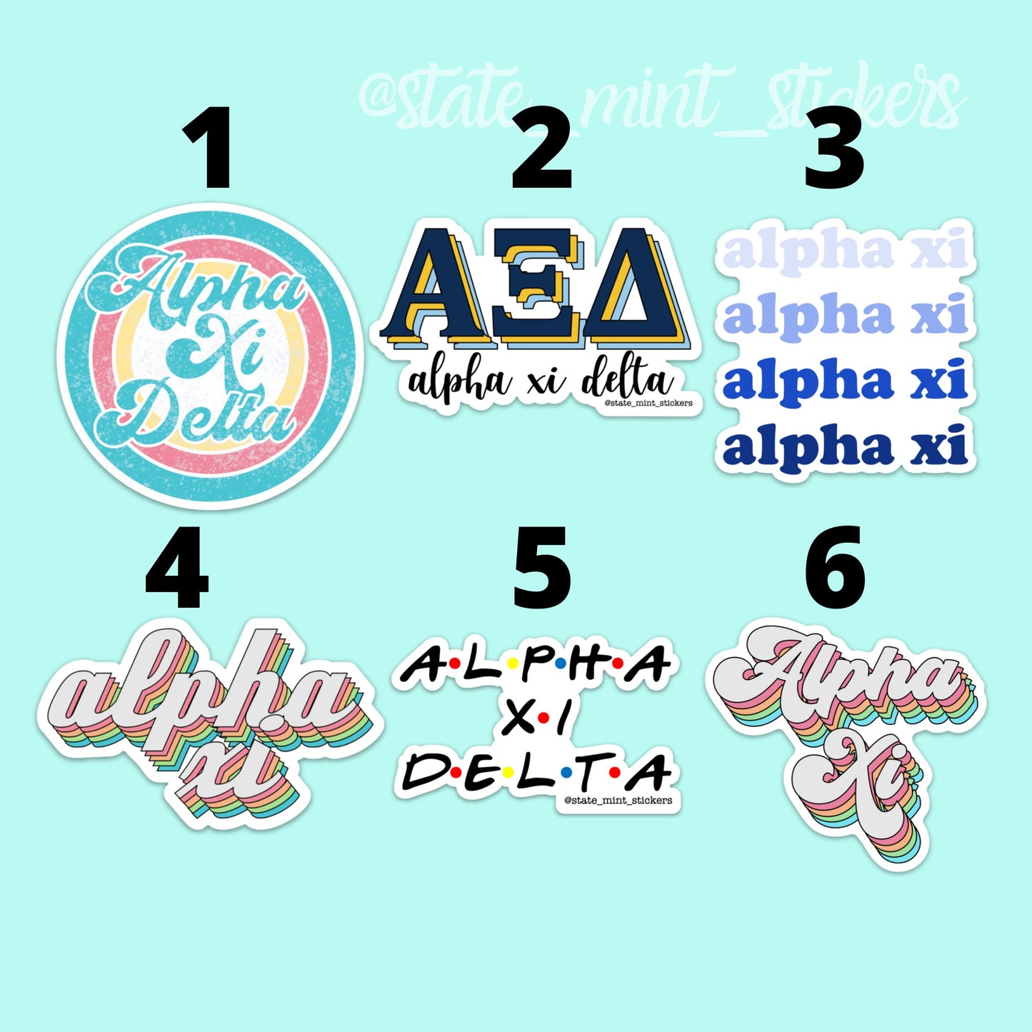 Alpha Xi Delta Sorority Sticker Pack | perfect for bid day, big little, custom order, alpha xi laptop sticker, axd big little, alpha xi, axd