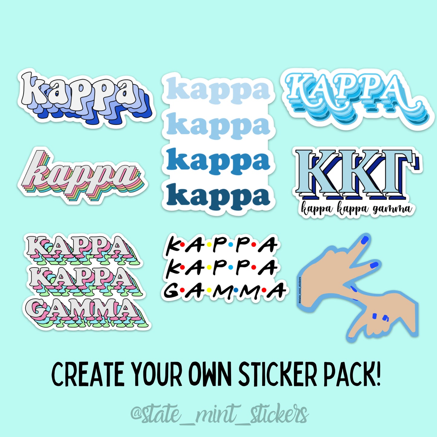 Kappa Kappa Gamma Sorority Sticker Pack | perfect for bid day, big little, custom order, kappa laptop sticker, kkg sticker pack