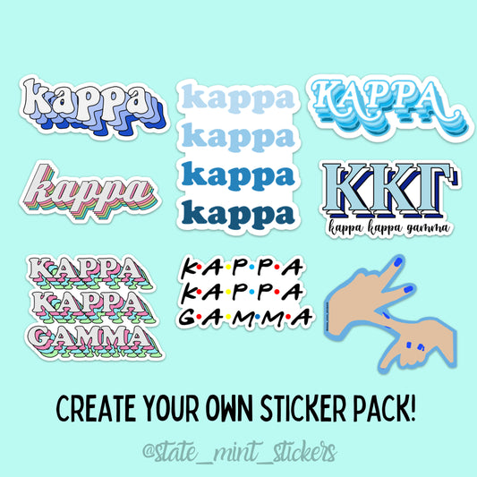 Kappa Kappa Gamma Sorority Sticker Pack | perfect for bid day, big little, custom order, kappa laptop sticker, kkg sticker pack