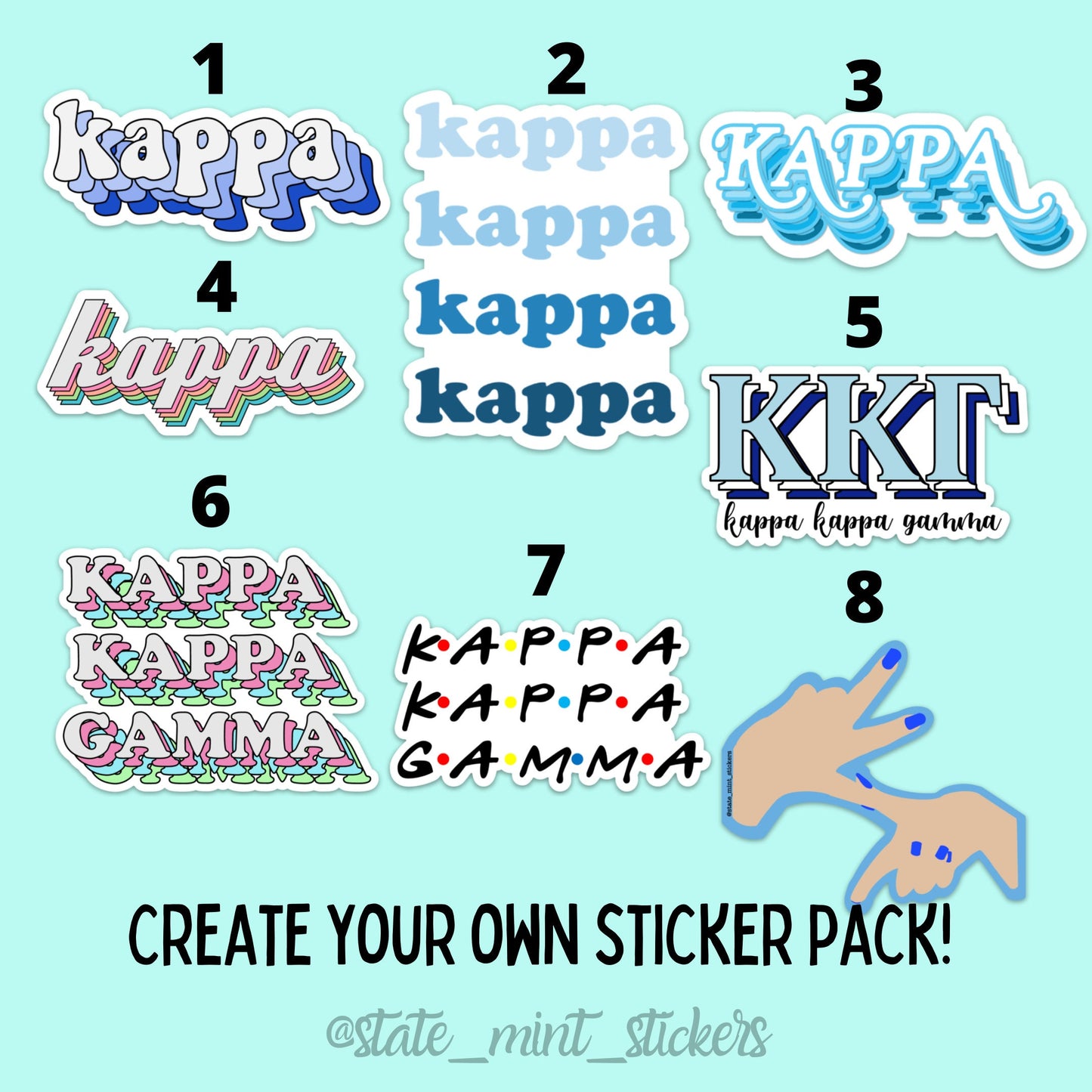 Kappa Kappa Gamma Sorority Sticker Pack | perfect for bid day, big little, custom order, kappa laptop sticker, kkg sticker pack