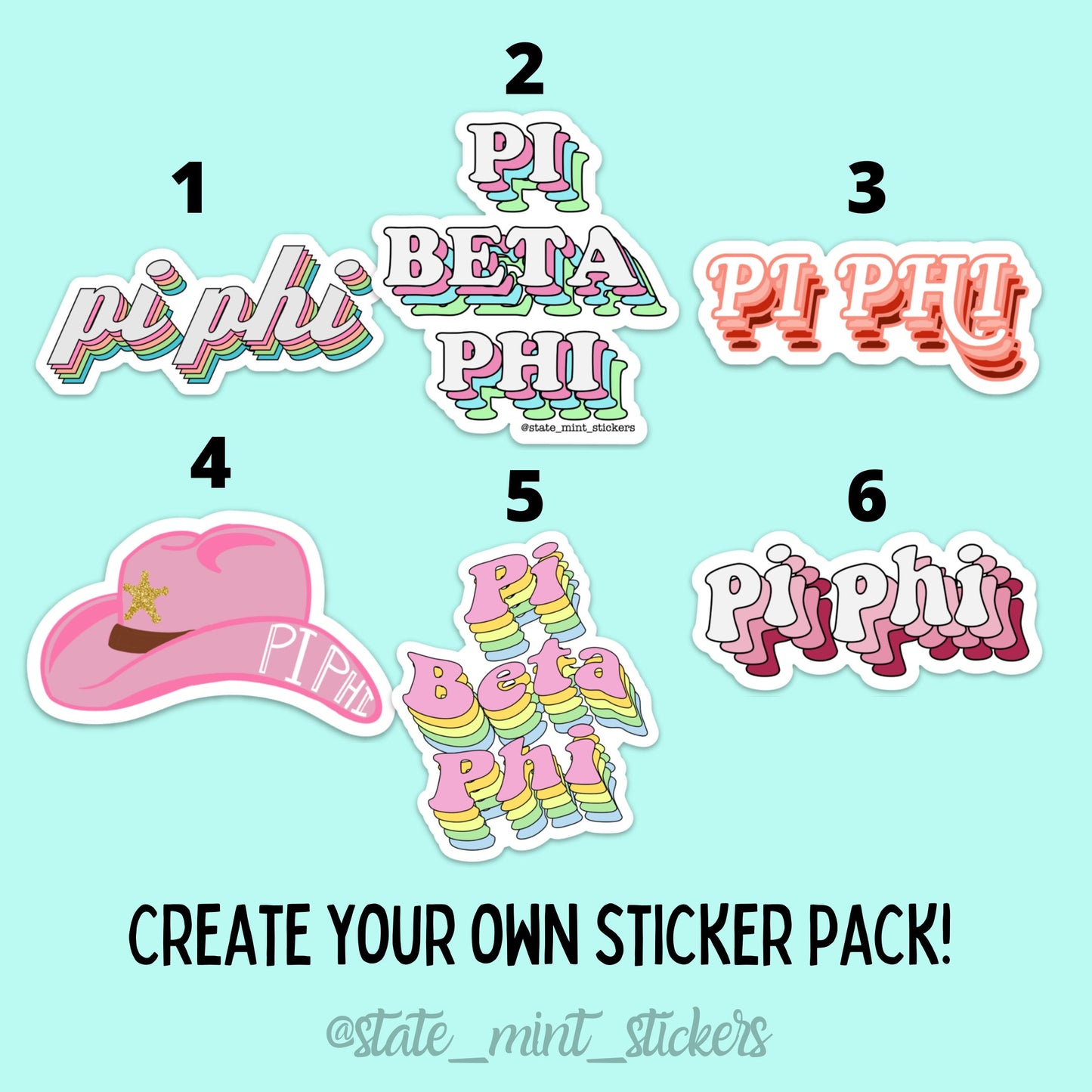 Pi Beta Phi Sorority Sticker Pack | perfect for bid day, big little, custom order, pi beta phi laptop sticker, pi phi sticker pack