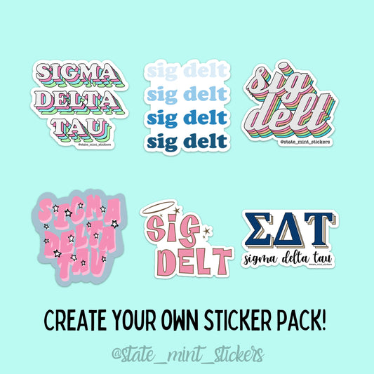 Sigma Delta Tau Sorority Sticker Pack | perfect for bid day, big little, custom order, sdt laptop sticker, sig delt sticker pack