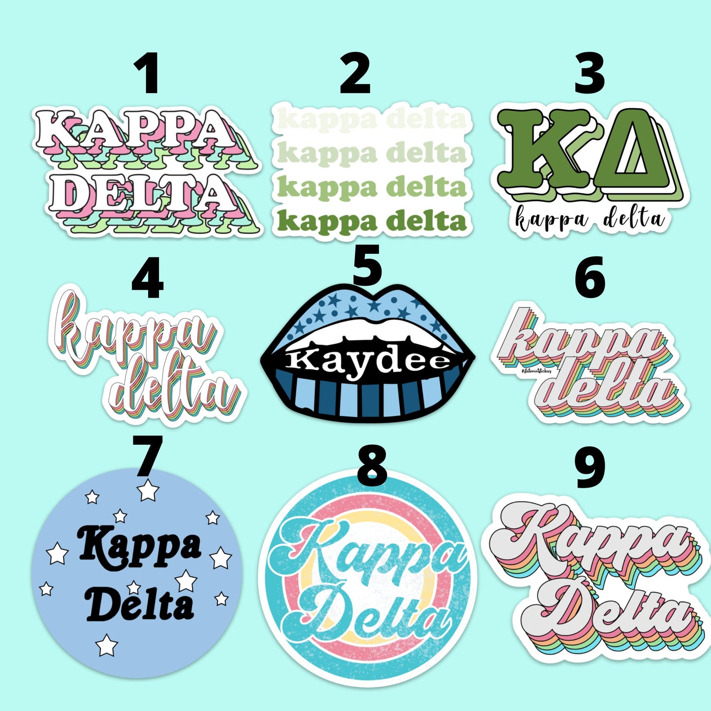 Kappa Delta Sorority Sticker Pack | perfect for bid day, big little, custom order, kappa delta laptop sticker, kaydee sticker pack
