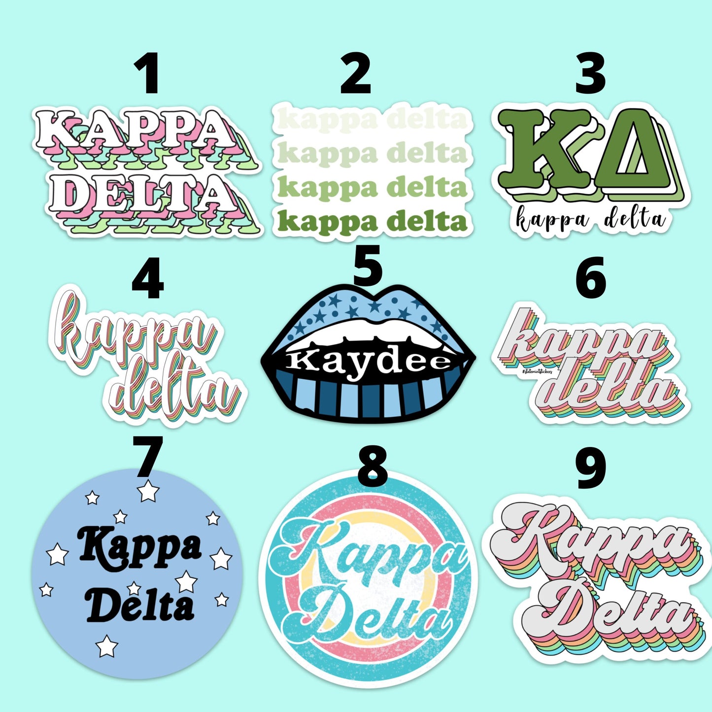 Kappa Delta Sorority Sticker Pack | perfect for bid day, big little, custom order, kappa delta laptop sticker, kaydee sticker pack