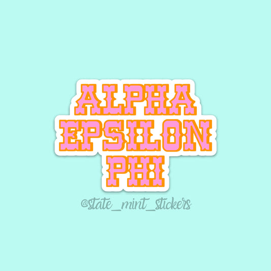 Alpha Epsilon Phi AEPhi Cowboy / Cowgirl Sorority Sticker / Decal  | 3.5" Wide, big little, bid day, laptop sticker, sorority gift, pack