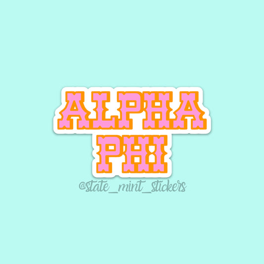 Alpha Phi Sorority Cowboy / Cowgirl Sticker / Decal | 3.5" laptop sticker, car decal, big little basket, bid day bulk order, custom sorority