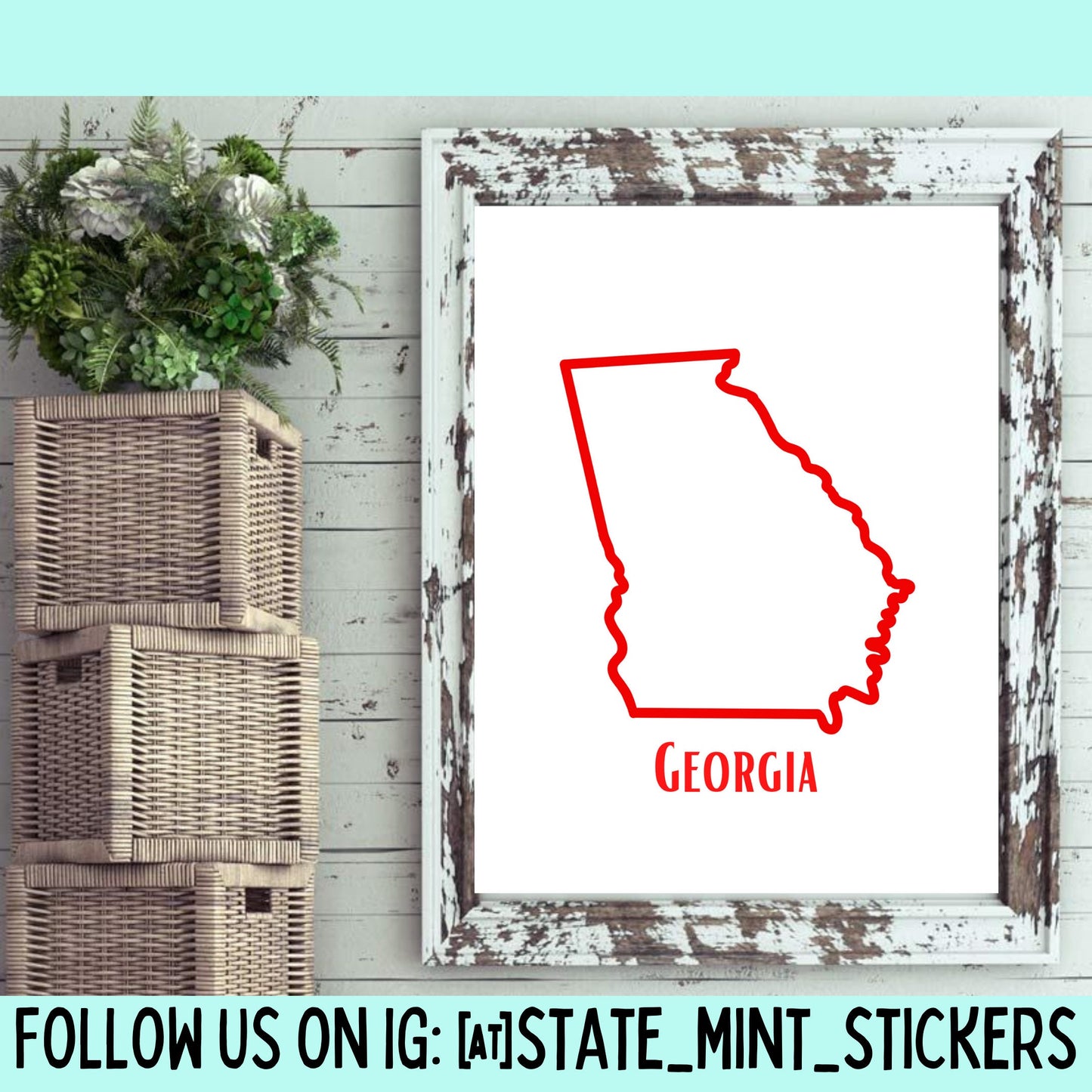 Georgia State Outline Print, Digital Print, Digital Download, Art Print, Wall Art, State Shaped Print, Custom State Shape