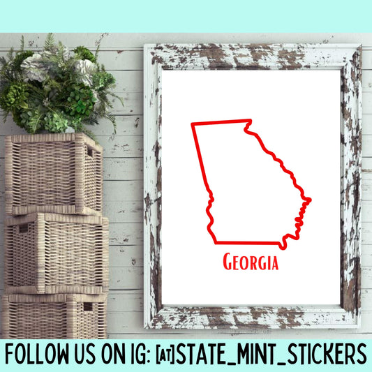 Georgia State Outline Print, Digital Print, Digital Download, Art Print, Wall Art, State Shaped Print, Custom State Shape