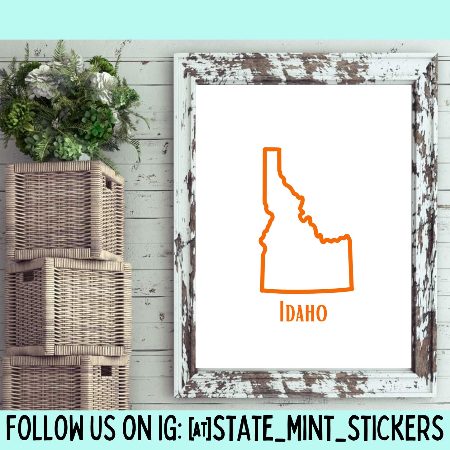 Idaho State Outline Print, Digital Print, Digital Download, Art Print, Wall Art, State Shaped Print, Custom State Shape