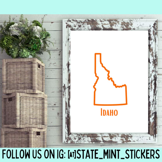 Idaho State Outline Print, Digital Print, Digital Download, Art Print, Wall Art, State Shaped Print, Custom State Shape